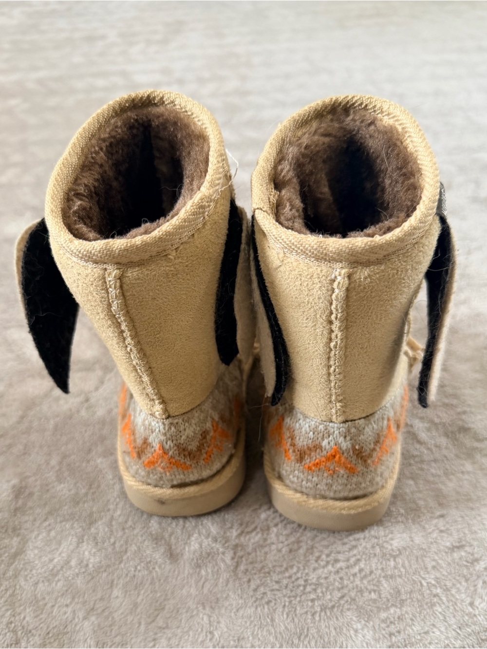 MUK LUKS Kids Tan Owl Faux Fur Cute Boots Size 11 - Picture 2 of 5